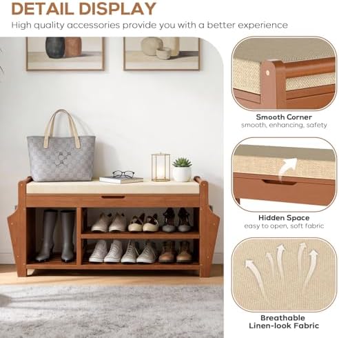 39.4in shoe bench with 2 holder, 3 tier, view 9