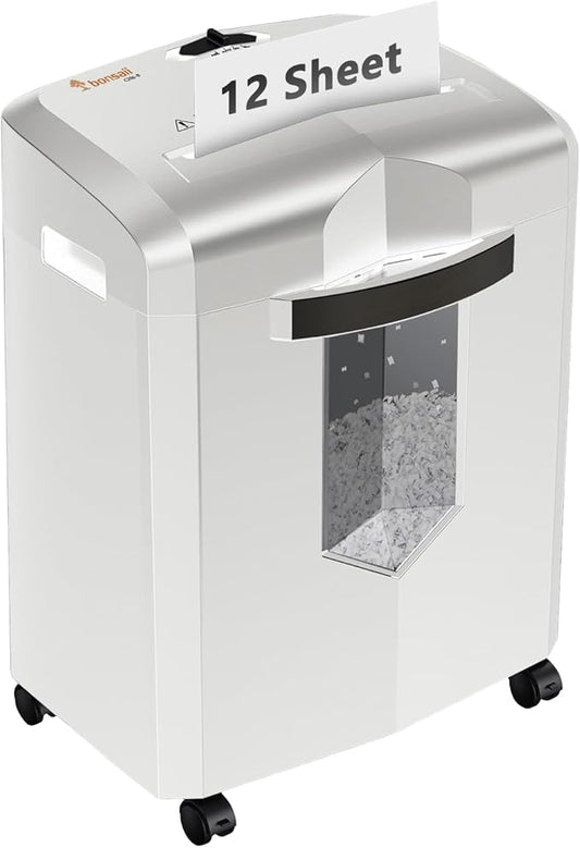 Bonsaii 12-Sheet P-4 Micro-Cut Shredder, 60-Min Continuous Use, Shreds Paper by bonsaii