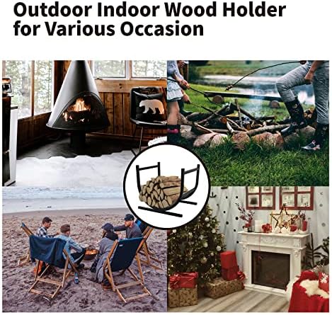 17.5" firewood log rack for firewood, u-shaped heavy-duty, front angle view