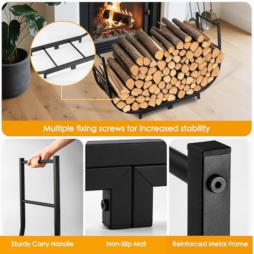 facka 40 inch firewood rack outdoor with cover, close-up detail