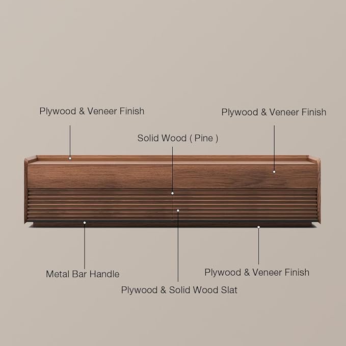 POVISON Fully-Assembled Mid Century Modern TV Stand, 78.74" Wood Media Console - Image 2