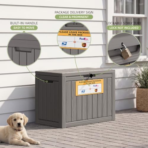 package delivery box for outside with sign 50 showing dimensions