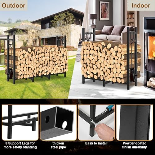 4ft outdoor firewood rack, wood storage with 600d, close-up detail