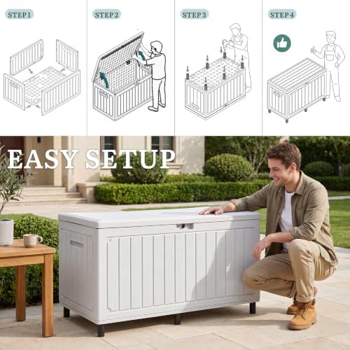 yitahome 90 gallon outdoor deck box with 6, view 9