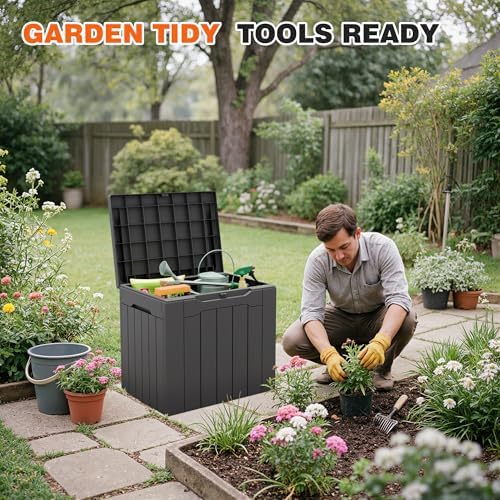 32 gallon deck box outdoor indoor waterproof storage, close-up detail