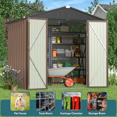 gizoon 8 x 6 ft outdoor storage shed, side view