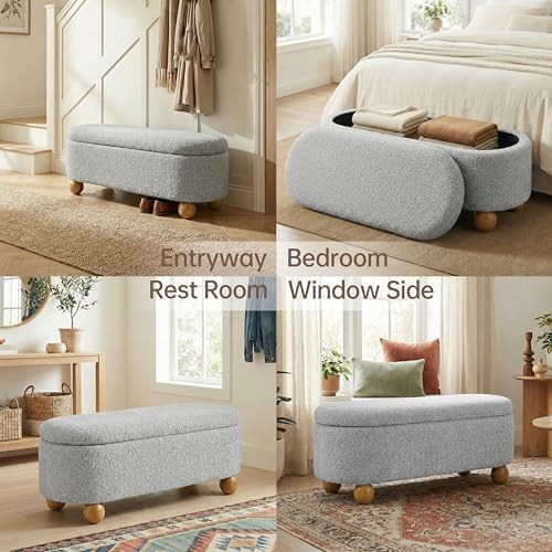 vknow 44.8" storage ottoman bench end of bed on a desk or shelf