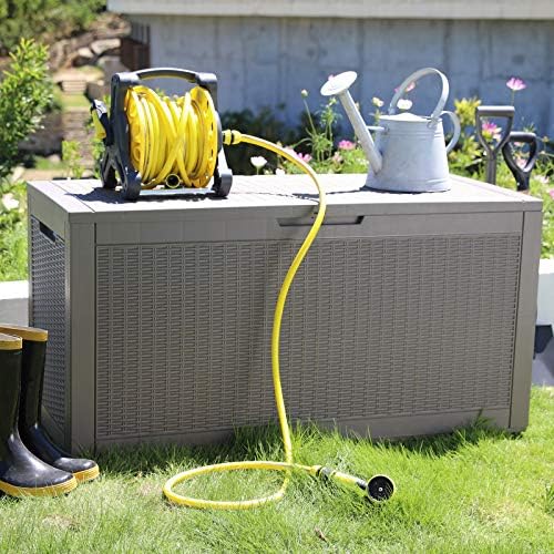 modern-depo 100 gallon deck box waterproof outdoor storage showing dimensions