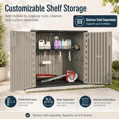 addok outdoor storage cabinet, 37 cu.ft horizontal resin, side view