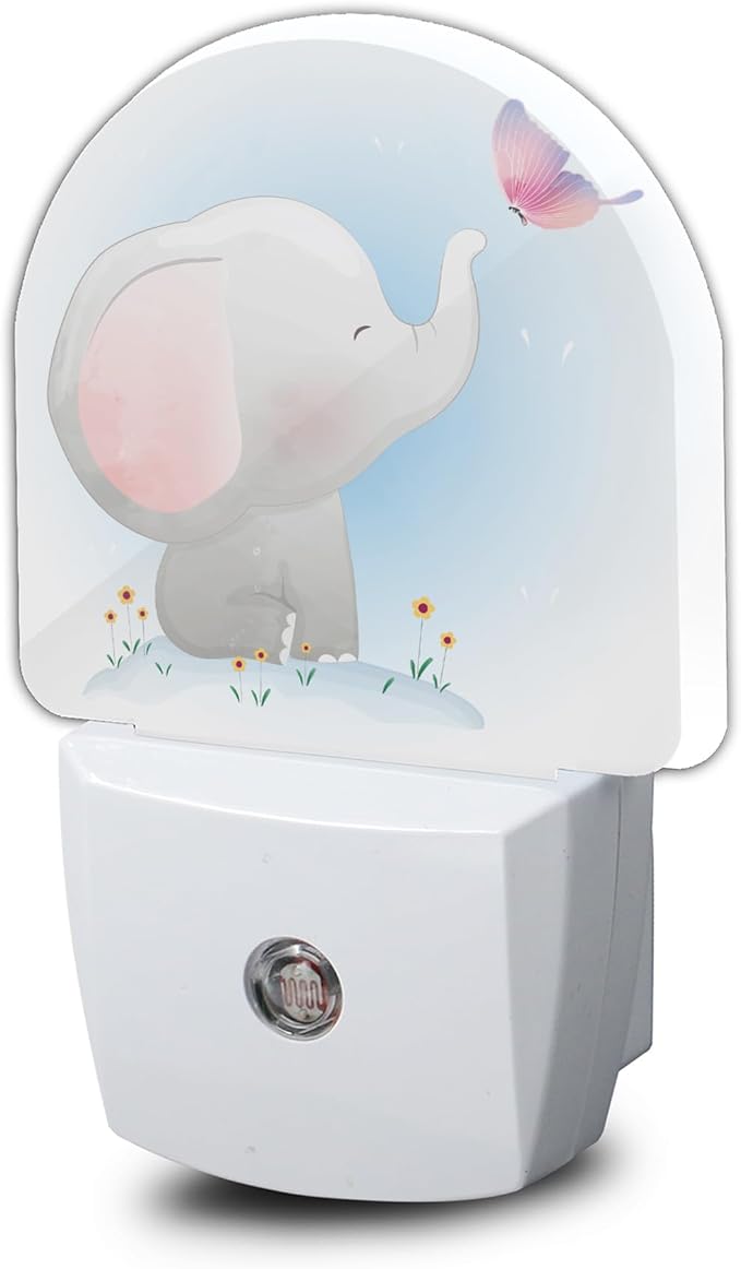 YESPOAK Cute Little Elephant Play Butterfly Dusk to Dawn Night Light Auto by YESPOAK