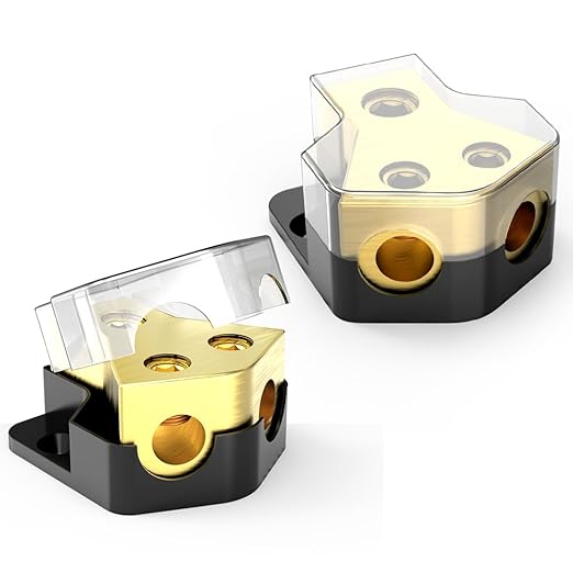 Distribution Block Car Audio, 2 Way 0/2/4 Gauge in 4/8/10 Gauge Out Amp Power by Malictele