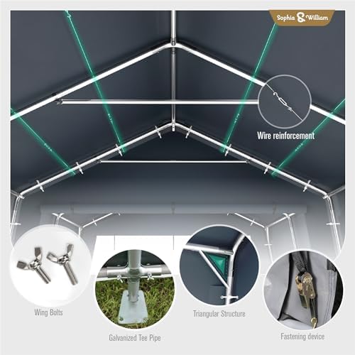 sophia & william storage shed, 13x22 ft portable, front angle view