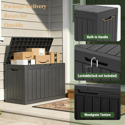 outdoor deck storage box, 50 gallon deck box,lockable, side view