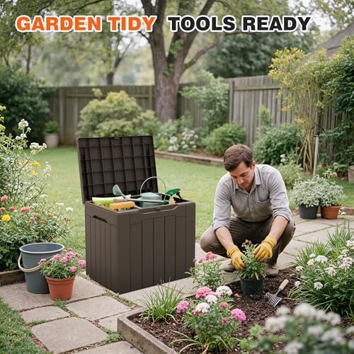 32 gallon deck box outdoor indoor waterproof storage, close-up detail