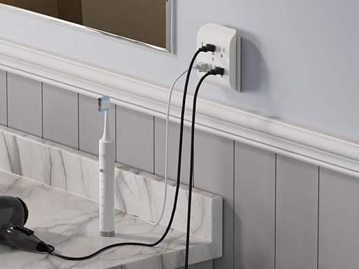 ELEGRP 6-Outlet Extender with Central Anchor, 3-Prong Grounded Wall Tab - Image 7