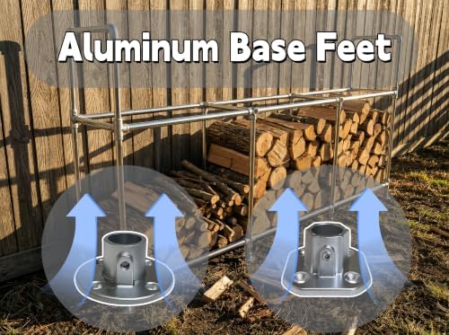 8ft heavy duty firewood rack outdoor with cover,2-tier,8, side view