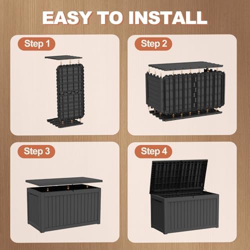 efu outdoor storage box 340 gallon deck box on a desk or shelf