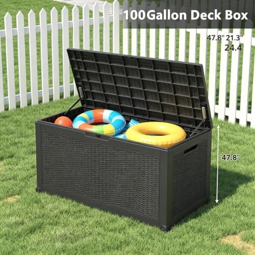 110 gal outdoor storage box waterproof ,deck box,gas, close-up detail