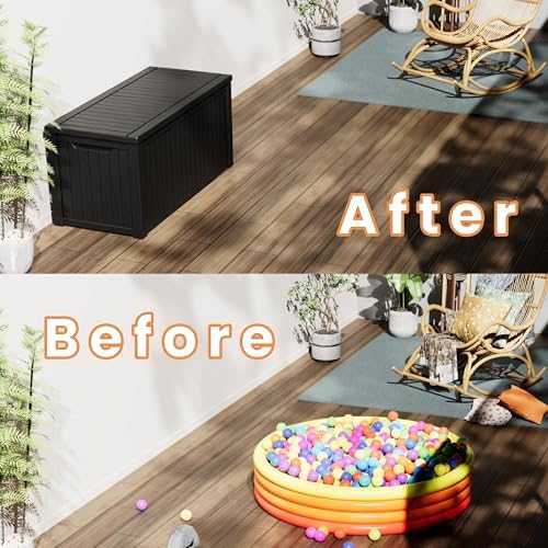 320 gallon waterproof outdoor storage box, lockable patio, package contents
