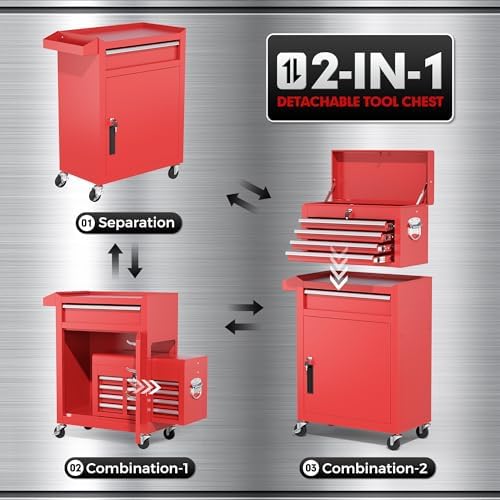 intergreat tool chest, 5 drawers rolling tool chest, front angle view