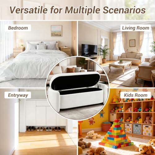 storage bench,storage bench with cushion,white 48.8", package contents