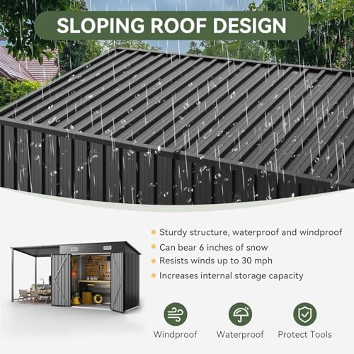 aoxun 12'x3.5' outdoor storage shed & hardtop gazebo on a desk or shelf