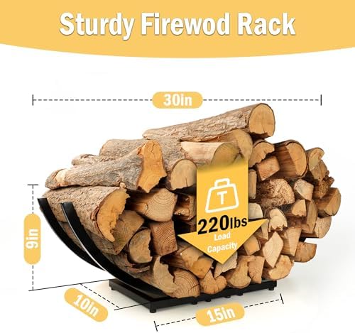 curved firewood rack firewood holder: 30 inch heavy, side view
