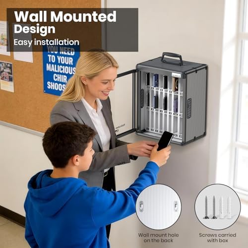 24 slots cell phone locker for classroom, portable showing dimensions