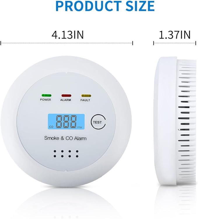 2 in1 Smoke Detector Carbon Monoxide Detector Combo, - Image 6