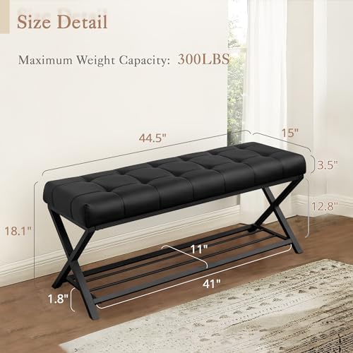 lue bona 44.5” end of bed bench with shown in use