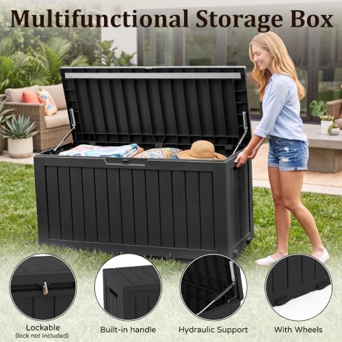 outdoor storage box,140 gallon lockable deck box with, close-up detail