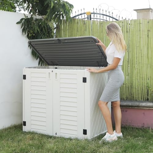 homspark storage shed weather resistance, multi-purpose outdoor storage, front angle view