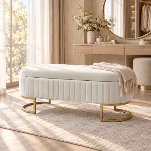 velvet storage bench for bedroom, 46" oval end, package contents