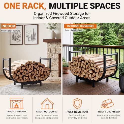 yqbrao 24-inch firewood rack, 500 lb heavy-duty steel, package contents