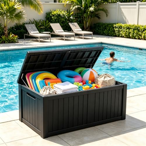 199 gallon large resin outdoor storage box, waterproof, close-up detail