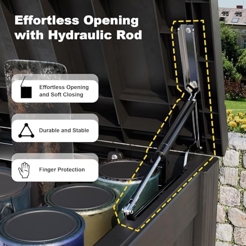 180 gallon outdoor storage box, large resin deck, close-up detail