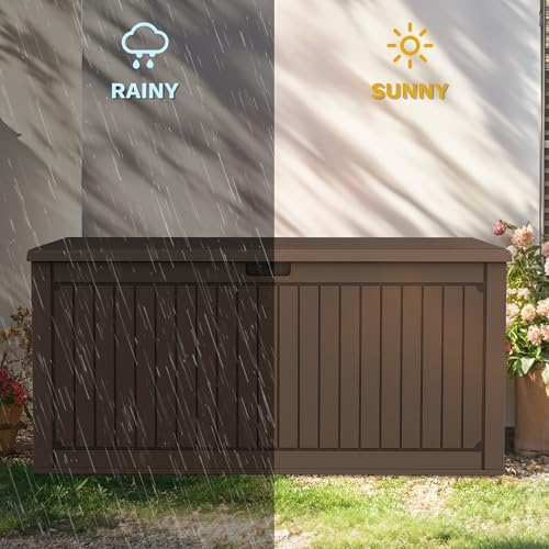 dwvo 320 gallon resin outdoor storage box, xxl, close-up detail