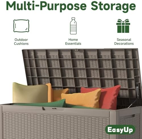 easyup 120 gallon outdoor storage box waterproof, uv, side view