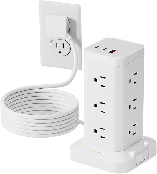 Power Strip Tower with Surge Protector 1800J, Fast Charging Tower PD20W USB-C by Tagzilo