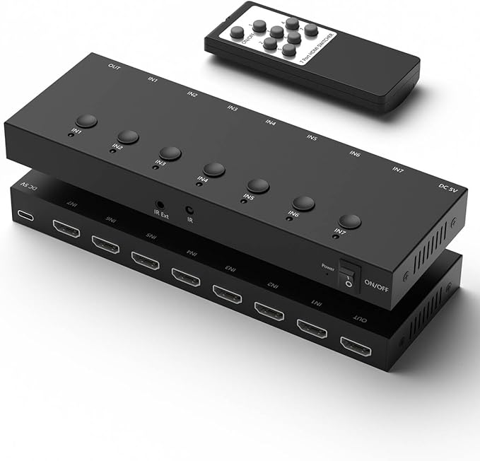 RuiPuo 7Port HDMI Switcher 4K@60Hz 7In 1Out HDMI Selector by RuiPuo