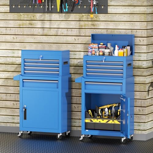 intergreat rolling tool chest, 5-drawer tool box organizer shown in use