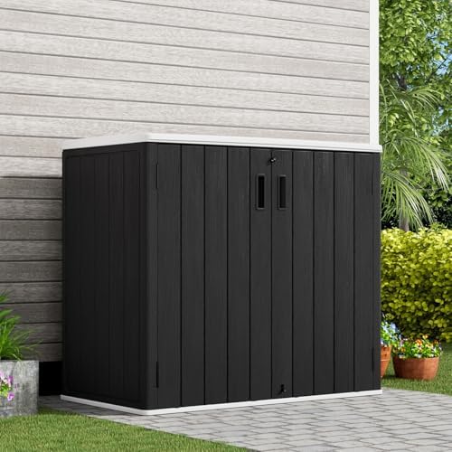 kinying outdoor horizontal storage sheds,37 cu.ft outdoor storage shown in use