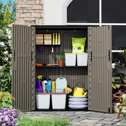 zzm 57 cu.ft outdoor storage shed hdpe storage showing dimensions