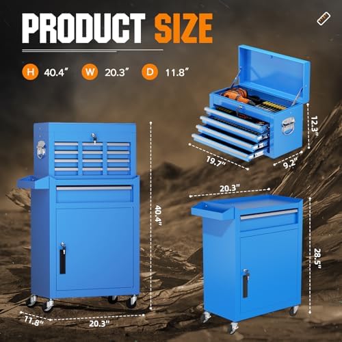 oakcloud heavy-duty 5-drawer rolling tool chest & cabinet, close-up detail