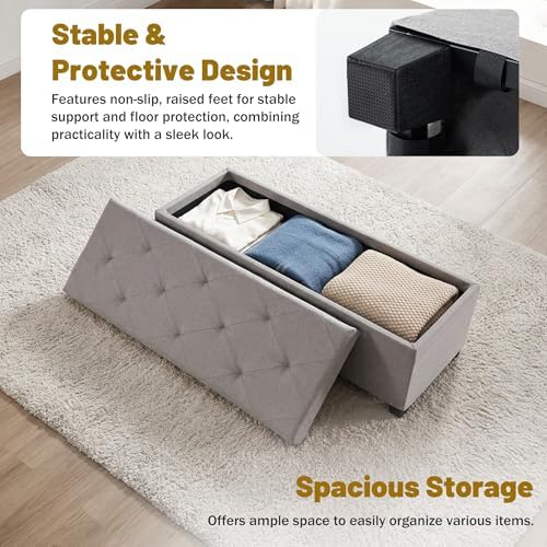 dumos storage ottoman bench, 43.3 inch end of, side view