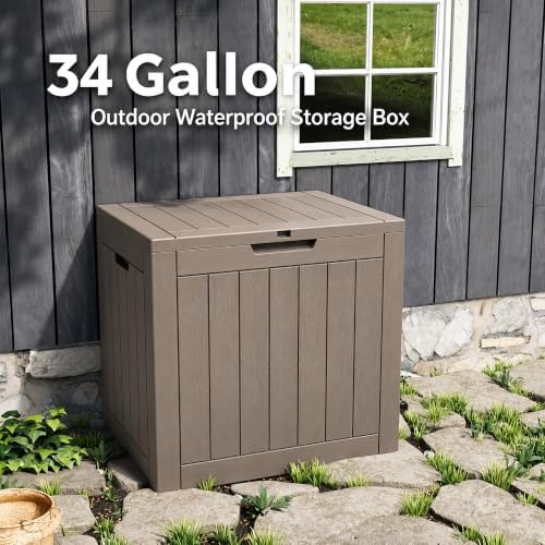 nunu lab 34 gal outdoor storage box waterproof, front angle view