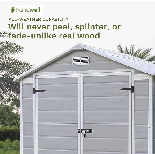 patiowell 6x4 ft resin outdoor storage shed with, package contents
