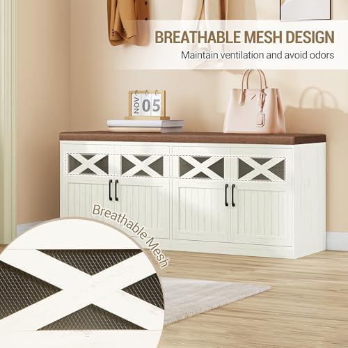 hzuaneri 47.2" shoe storage bench with 4 barn on a desk or shelf
