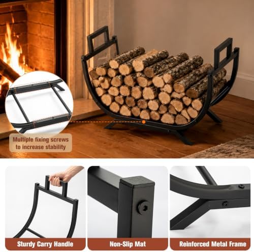 31 inch firewood rack outdoor indoor firewood storage, close-up detail