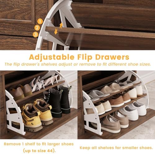 fatorri bench with shoe storage for entryway, wooden, side view